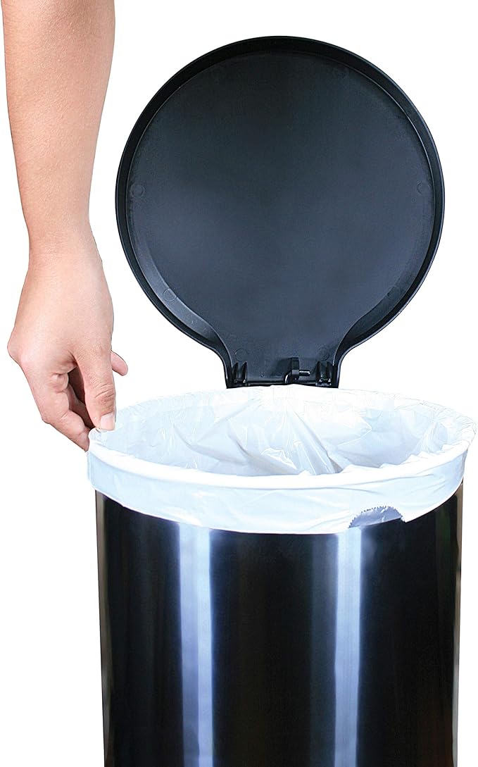 Compatible With Code P - Durable Custom Fit Plastic White Trash Bags w/Drawstring 50-60 Liter/ 13-16 Gallon Trash Cans - 1 Refill Rolls (50 Count) -Heavy Duty Kitchen Garbage Bags