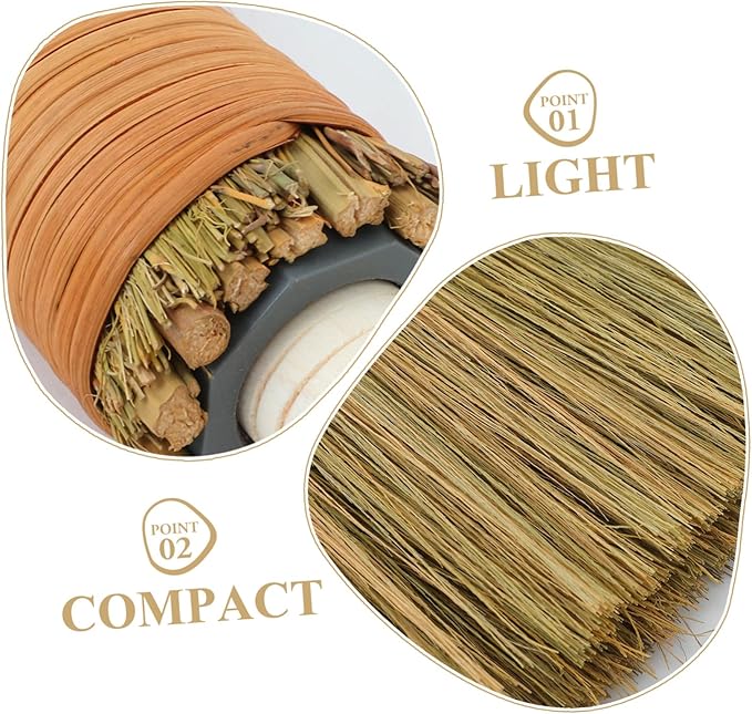 Alipis 2pcs Efficient Dust Removal Handmade Straw Broom Removable Handle for Household Cleaning