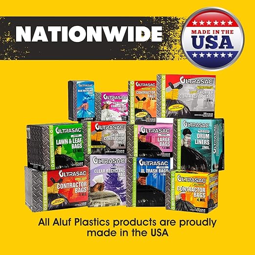 Aluf Plastics 50-55 Gallon 1.5 MIL Thick Clear Heavy Duty Trash Bags - 36 x 58 - Pack of 100 - For Recycling Kitchen Contractor &amp Outdoor