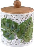 Avanti Linens - Covered Jar Countertop Organizer Leaf Inspired Home Decor (Viva Palm Collection) Green
