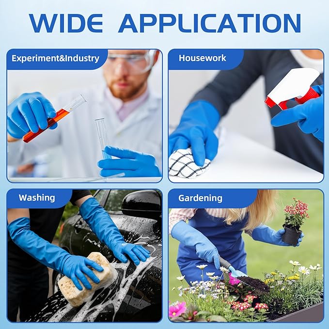 50 Counts 16 Long Disposable Nitrile Gloves Latex Free Dishwashing Gloves Waterproof for Household Clean Gardening(Blue)