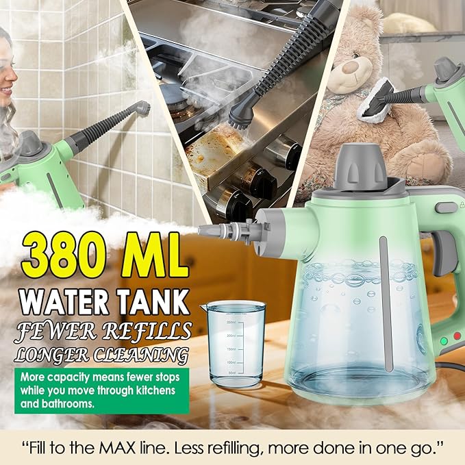 Steam Cleaner for Bathroom &amp Kitchen Handheld High Temp Steam Cleaner with Safety Lock Chemical-Free Steamer for Deep Cleaning Tile Grout Shower Stove &amp Sink 10 Accessories for Home Cou