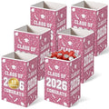 Tinlade 6 Pack 2026 Pink White Graduation Decoration 13 Gallon Disposable Trash Cans Class of 2026 Party Garbage Bins Large Waterproof Foldable Recycle Pop up Bins for Graduation Party School