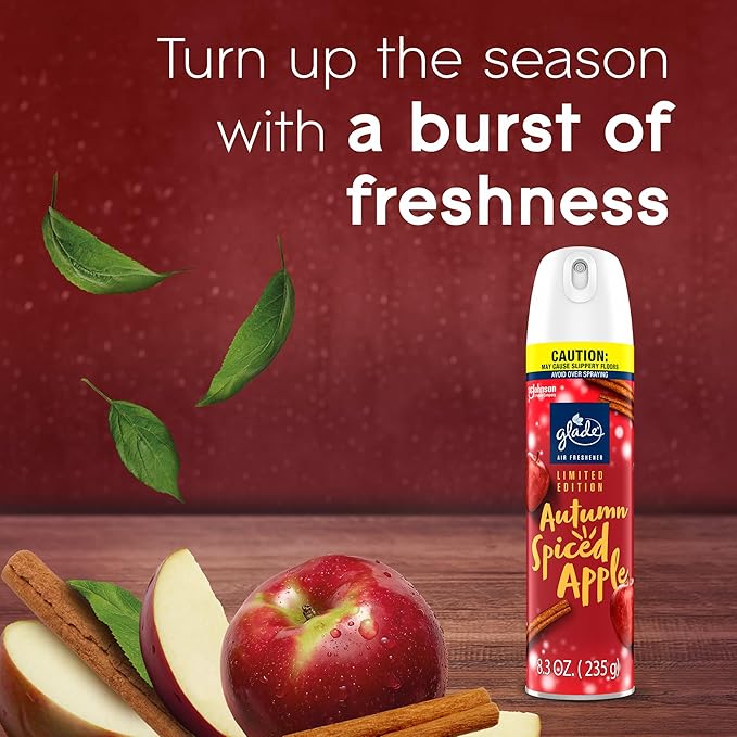 Glade Air Freshener Room Spray Autumn Spiced Apple Scent Odor Fighting to Deliver Long Lasting Freshness 8.3 Oz 6 Count