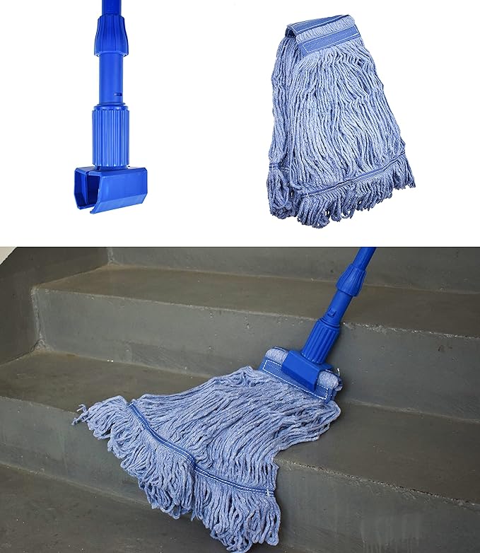 Mop Head Replacement Commercial Heavy Duty String Blue Wet Mop Heads for 3 Typs Commercial Mop Handle(6MediumWeight 16oz)