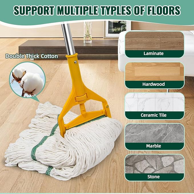 20oz Heavy Mop Replace Head 6 Pack Commerical Replacement Mopmop Head ReplacementReusable Mop Head Refills-Replacement Mop Heads Suitable for Heavy Commercial Industrial Residential Areas