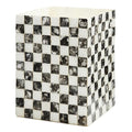 MACKENZIE-CHILDS Capiz Waste Bin Decorative Bathroom and Bedroom Trash Can Black-and-White Courtly Check