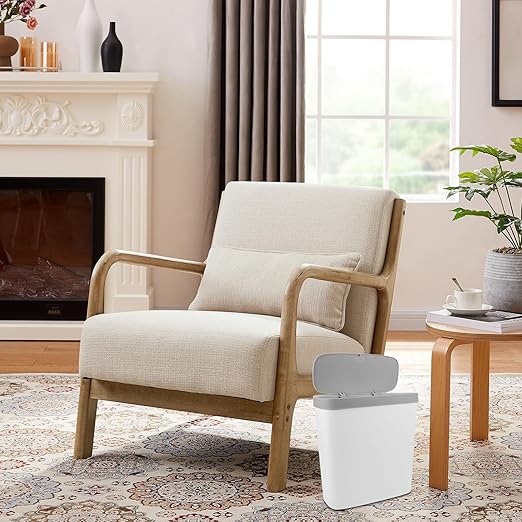 NUOBESTY Large Plastic Press Type Trash Can with Lid PP Material Wastebasket for Bathroom Kitchen Living Room Easy Open Close Design to Prevent Odor