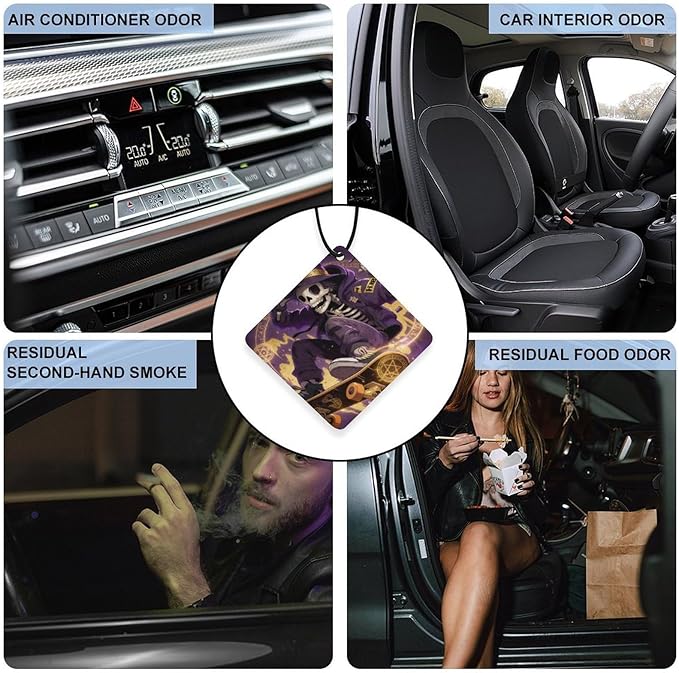 5PCS Car Air Freshener Hanging Personalized Double Sided Wizard Skull Car Fresheners Long Lasting New Cars Scents Cute Automotive Freshies for Closets Drawers (tea)