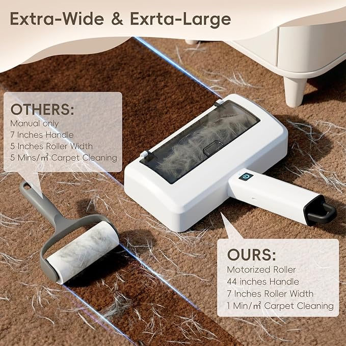 Pet Hair Remover for Carpet Electric Lint Roller Adjustable Handle Reusable Carpet Rake Dog Cat Hair Removal Tool for Carpets Rugs Furniture
