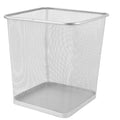 Metal Office Trash Can Small Square Silver Iron Mesh Waste Basket Bottom Paper Bin for Bathroom Bedroom Kitchen Living Storage