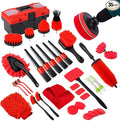 35Pcs Car Detailing Kit Car Cleaning Kit with Windshield Cleaning Tool and Tool Box Interior &amp Exterior Auto Care Supplies and Brushes (B：35PCS-R)