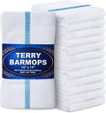 GREEN LIFESTYLE Blue Stripe Terry Kitchen Bar Mops 28 Oz- 16 X 19 inches Highly Absorbent Ultra-Light and Durable Pack of 12