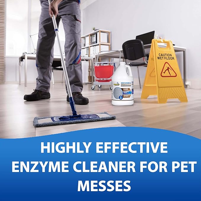 Sheiner's Pet Urine Enzyme Cleaner &amp Pet Stain &amp Odor Remover Advanced Enzymatic Cleaner Solution for Carpets Rugs Upholstery &amp Multi-Surfaces Safe for Pets &amp Kids. (128 oz)