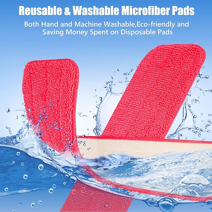 HOMTOYOU Spray Mops with 10 Reusable Pads: Wet Mop for Hardwood Tile Wood Laminate Vinyl - Absorbs Pet Hair Dust