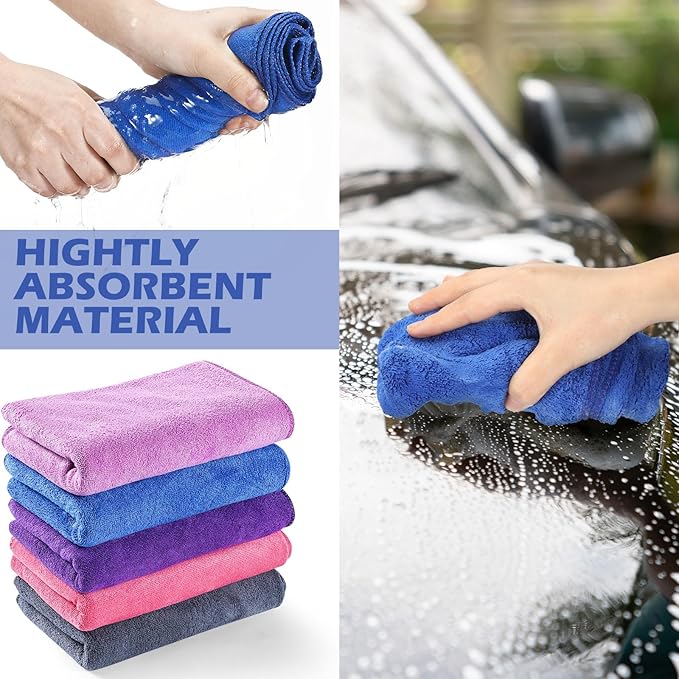 10 Pcs Extra Large Microfiber Cleaning Cloth 30 x 20 Large Floor Microfiber Towel Reusable Washable Free Lint Free Cloth Rag for Squeegee Mop Floor Window Housekeeping (Bright Color)