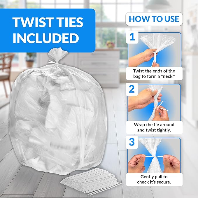 Reli. 50 Gallon Trash Bags Heavy Duty (50 Count) | Clear | Twist Ties Included | Extra Tough Leak-Proof Garbage Bags | Ideal for Large Clean Ups