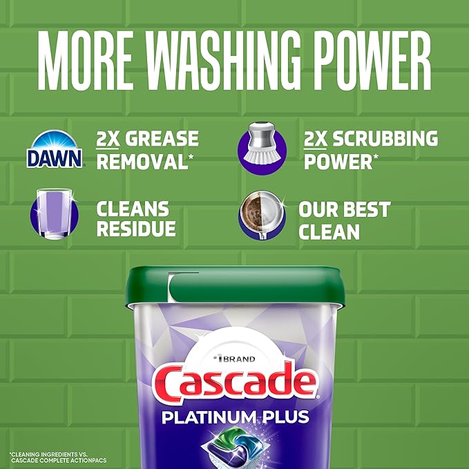 Cascade Platinum Plus Dishwasher Pods Dishwasher Detergent Dish Detergent Soap Lemon 57 Count