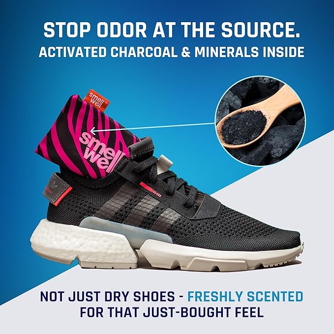 SmellWell - Scented Shoe deodorizer - Odor Eliminator - Activated Bamboo Charcoal - Air Purifying Bags - Freshener Inserts