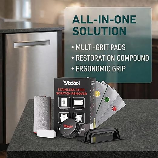 Stainless Steel Scratch Remover Kit for Sink Scratch Repair &amp Polish Non-Coated Stainless Steel Only Reduces Scratches Scuffs &amp Rust Restores Brushed Finish