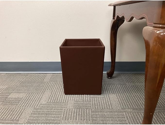 Dacasso Bonded Leather Waste Basket - Luxury Waste Basket (Dark Brown 14 QT)