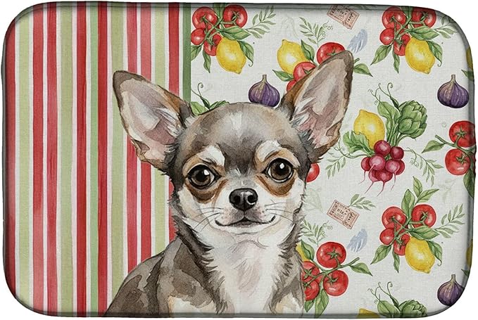 Caroline's Treasures Chihuahua Vegetables Dish Drying Mat Absorbent Dish Drying Mat Pad for Kitchen Counter Dish Drainer Mat for Countertop 14 x 21 Multicolor