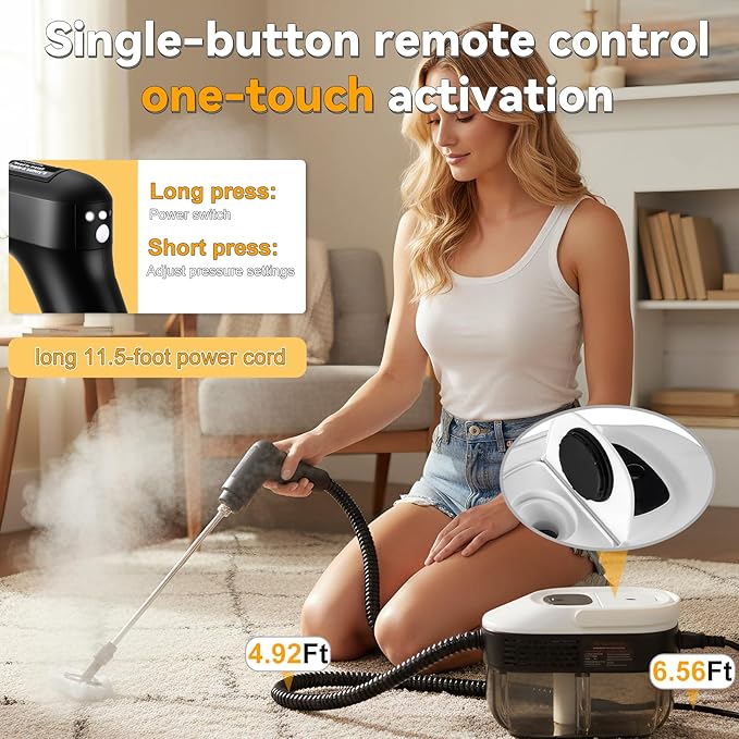 2500W Portable Handheld Steam Cleaner54oz Large Capacity3-Level Adjustable Handle15s Fast Heating Steamer for Cleaning with 20 Pcs AccessoriesPlug-and-Play Steam Cleaner for HomeCarKitchenMore