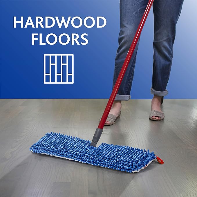 O-Cedar Hardwood Floor 'N More 3-Action Mop with 1 Extra Refill | Microfiber Mop with 3pc Handle | Use Wet or Dry Red