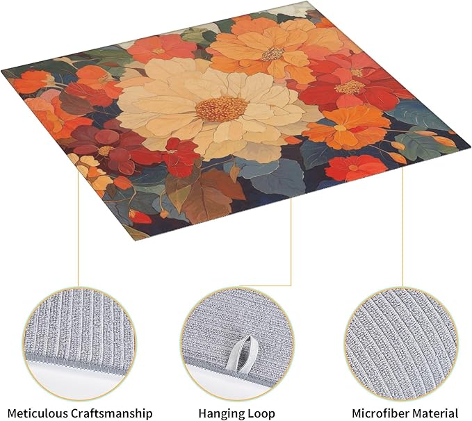 Colorful Floral Dish Drying Mat for Kitchen Counter 16x18 Microfiber Absorbent Fast Dry Mat 2Pcs Dish Mat Faucet Mats Sets Large Drying Kitchen Mat Kitchen Drying Pad Coffee Bar Decor Gifts