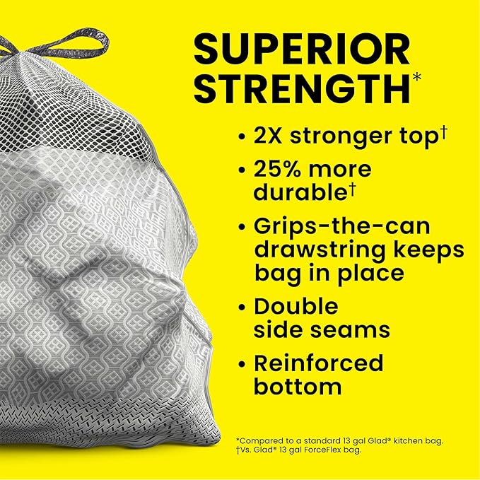 Glad ForceFlex MaxStrength XL Kitchen Trash Bags 20 Gal Fresh Clean 80 Ct (Package May Vary)