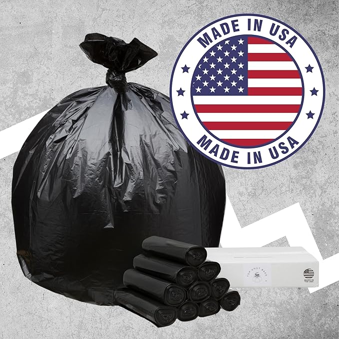 45 Gallon Garbage Trash Bag 40X46 1.5 Mil Black 100 Count Can Liner Bulk 40 Gallon 41 Gallon 42 Gallon 43 Gallon 44 Gallon Made in USA