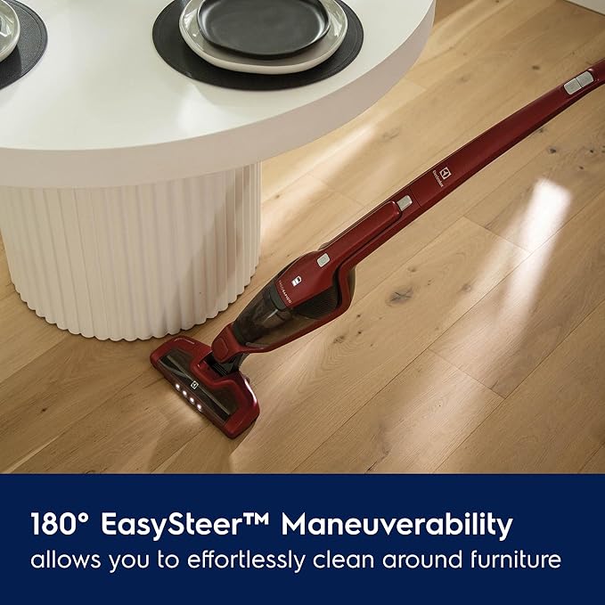 Electrolux Ergorapido Pet Cordless 2-in-1 Vacuum Cleaner with Motorized Pet Nozzle for Easy Pet Hair Removal 48-Minute Run Time 2 Power Modes Chili Red