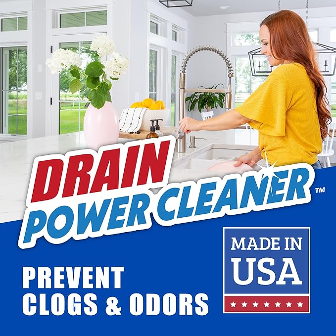 Sani 360 Drain Power Cleaner and Maintenance Enzyme Probiotic Odor remover Drain and Garbage Disposal Cleaner Flush Away Grease Soap Scum Lemon scent Septic safe. 16 uses Made in the USA