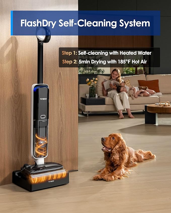Tineco Floor ONE S6 Master Wet Dry Vacuum Cleaner 20kPa Suction Vacuum Mop with Dual-Edge Cleaning 45 Min Runtime (Quite Mode) 185°F Flashdry 4inch Ultra-Slim