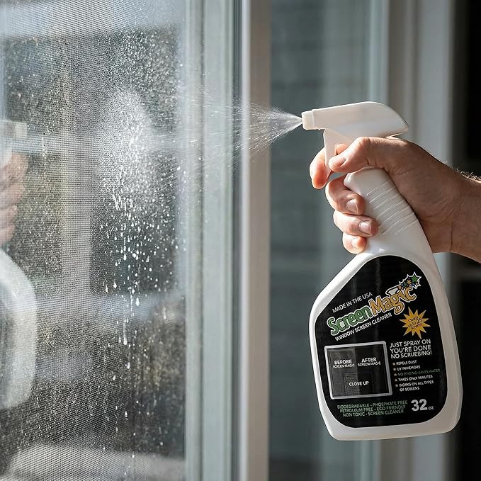 Screen Magic Window Screen Cleaner – 32 oz Liquid (Pack of 6) – Specialty Cleaner for Window Screens &amp Display Surfaces – Removes Dirt &amp Dust &amp Restores Clarity – Ready-to-Use Spray Formul