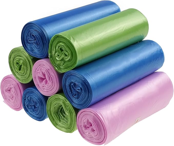 Cand 7 Gallon Medium Garbage Bags 9 Rolls Colorful Trash Bags(180 Counts)