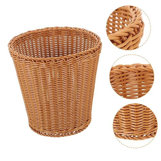 Elegant Woven Storage Container Plastic Sundries Basket Multi-Function Woven Trash Basket for Home Decor