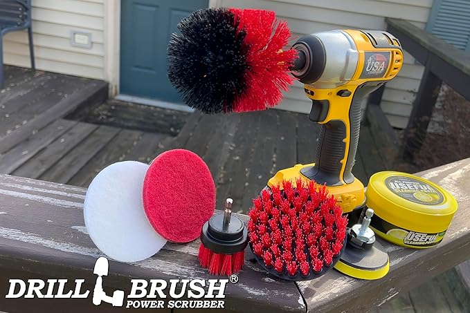 Heavy Duty Nylon Bristle Brush Cleaning Supplies with All Purpose Cleaner Paste Lemon Lime Scented - Ideal for Deck Patio Home Siding Outdoor Tile Garage Stainless Steel - Masonry Scrub Brush