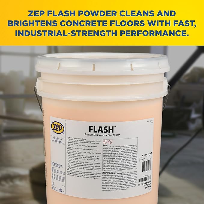 Zep Flash Powdered Concrete Floor Cleaner - 40lb (Case of 1) 72333 - Removes Dirt Grease and Grime (Business Customers Only)