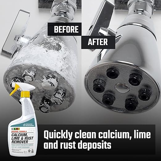 CLR PRO Calcium Lime &amp Rust Remover - Quickly Removes Calcium and Lime Deposits Stubborn Rust Stains and Household Hard Water Deposits (32 Ounce Spray (Pack of 6))