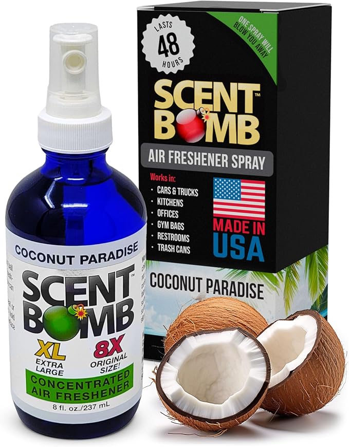 Scent Bomb Air Freshener Spray Long-Lasting Odor Eliminator for Home &amp Car Effective Deodorizer Spray for Kitchen Bathroom Fresh Room Spray &amp Smell Neutralizer Coconut Paradise