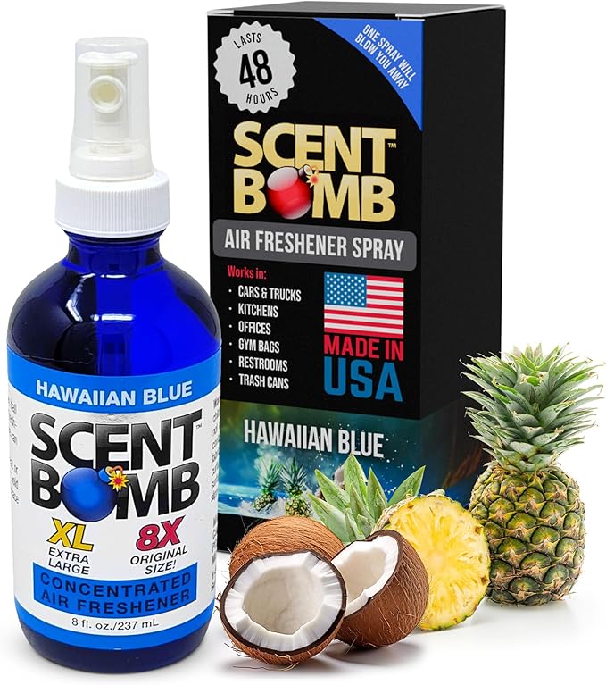 Scent Bomb Air Freshener Spray Long-Lasting Odor Eliminator for Home &amp Car Effective Deodorizer for Kitchen Bathroom Fresh Room Spray &amp Smell Neutralizer Hawaiian Blue Scent