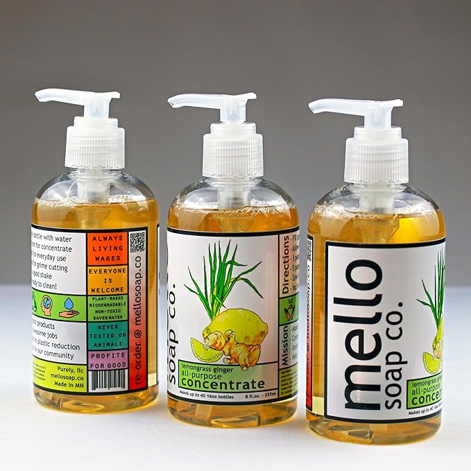 Starter Kit - Concentrated All-Purpose and Sink-Tub-Tile cleaners Spray Bottles Waffle-Weave Cloths and scrubbing sponges. (Lemongrass Ginger)