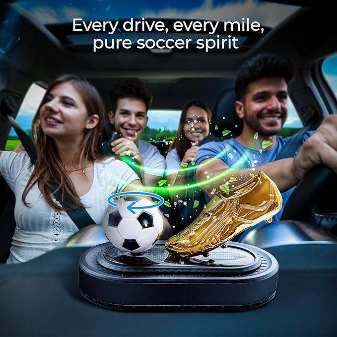 Solar-Powered Soccer-Themed Car Freshener - Solar Rotating Soccer Ball Car Freshener Soccer Gifts for Men &amp Women Gift for Coach Players Teams &amp Fans