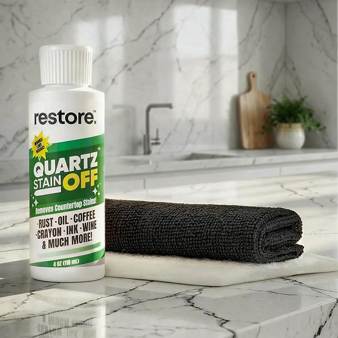 Quartz Stain Off – Quartz Countertop Stain Remover Cream &amp Deep Cleaner | Removes Coffee Water Grease &amp Food Stains | Non-Abrasive Scratch-Free