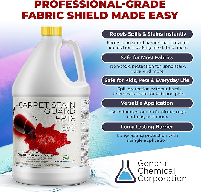 General Chemical Stain Shield Spray - Safe Fabric Protector Spritz and Stain Guard 5816 for Upholstery Carpets Rugs Drapes &amp More - Impermeable Protectant Spray for Outdoor &amp Indoor Use -4
