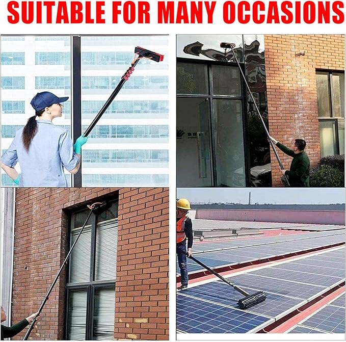 Water Fed Telescopic Brush Window Cleaning Pole Extendable Cleaner Conservatory RoofOutdoor Window CleanerCleaning Photovoltaic and Solar Panels7.2m/24FT