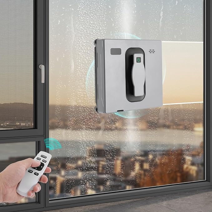Ultra-Thin Window Cleaning Robot with Auto Spray and App Control for High-Rise Home Office Glass