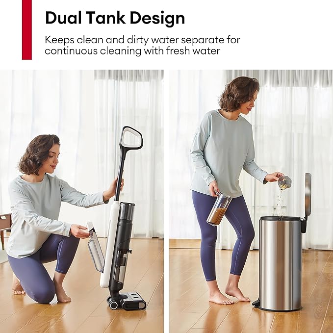Ultenic Wet Dry Vacuum Cleaner Cordless Vacuum Mop Combo with Self-Cleaning 50min Runtime Smart Mess Detection Edge Cleaning LED Display 3-in-1 Floor Cleaner Machine for Hard Floor AC1 Elite
