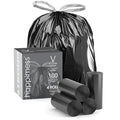happimess HPM3000V-BLACK 100-Count 30 Gallon Drawstring Unscented Trash Can Liner for Business Home Kitchen Commercial and Industrial Black (4-Rolls of 25 Liners)